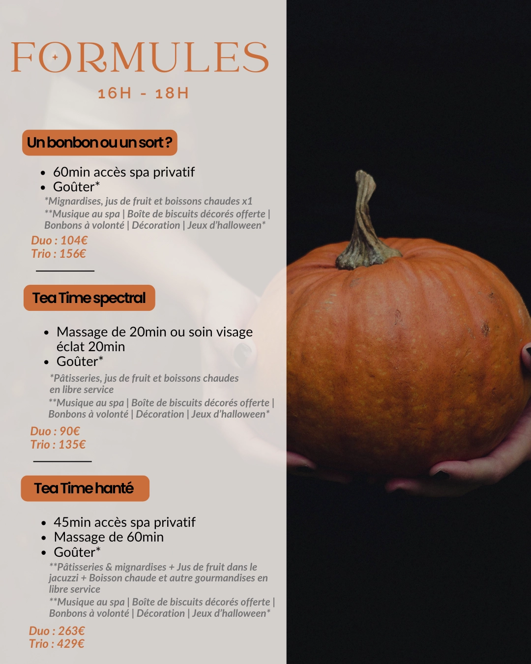 formules-halloween-apres-midi-UNIVERSPA événement Saint Patrick chez UNIVERSPA formules tea time